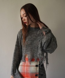 TINA：JOJUN | クロップド ダメージニット TINA：JOJUN(ニット/セーター)