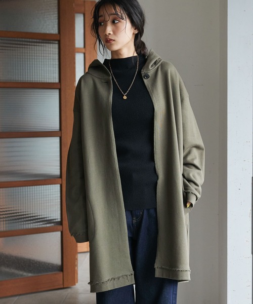 CRAFT STANDARD BOUTIQUE(クラフトスタンダードブティック)の「フーディーロングカーディガン *(カーディガン/ボレロ・レディース・ブラック/カーキ/グレー系その他・FREE)」の3枚目の写真