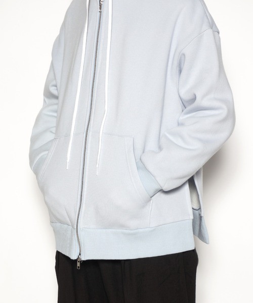 superNova.（スーパーノヴァ）の「Slit big zip parka - cotton wool sweat（パーカー・メンズ・サックスブルー/ワインレッド・S）」の16枚目の写真