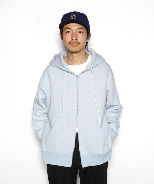 superNova.（スーパーノヴァ）の「Slit big zip parka - cotton wool sweat（パーカー・メンズ・サックスブルー/ワインレッド・S）」の14枚目の写真