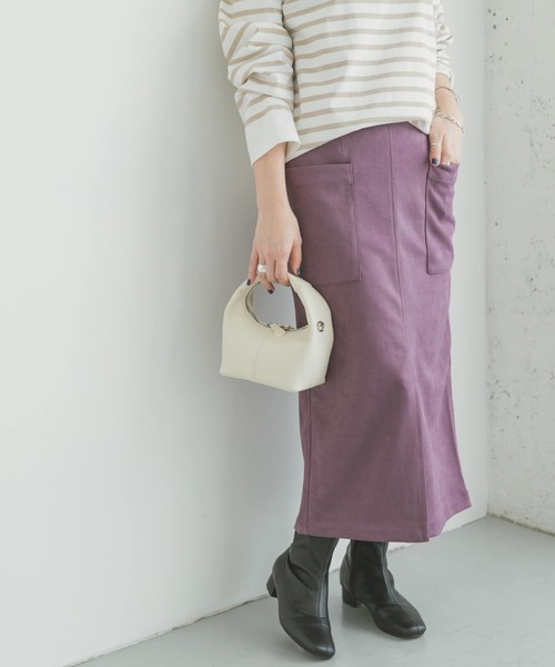 ITEMS URBANRESEARCH(アイテムズ アーバンリサーチ)の「フェイクスエードタイトスカート(スカート・レディース・モカ/チャコールグレー/パープル/グレー系その他/グリーン・FREE)」の5枚目の写真