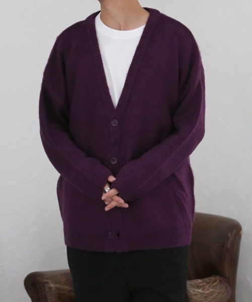 CERCA（チェルカ）の「【BEL】Vネック ビッグシルエット モヘヤタッチ カーディガン(RS/)（カーディガン/ボレロ・メンズ・ブラック/チャコールグレー/ブラック系その他/ホワイト系その他2/ベージュ系その他3/ホワイト系その他/ブラウン/ベージュ系その他2/グレー系その他2/パープル/マスタード/ベージュ・LARGE/MEDIUM）」の11枚目の写真