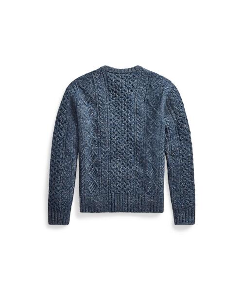 【XS】美品/RRL/ダブルアールエル/ニット/ネイビー系/セーター RRL（ダブル アール エル）の「アランニット クルーネック セーター