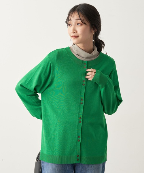 CRAFT STANDARD BOUTIQUE(クラフトスタンダードブティック)の「二つボタンカーディガン(カーディガン/ボレロ・レディース・ブルー/ブラック/グリーン/イエロー・FREE)」の3枚目の写真