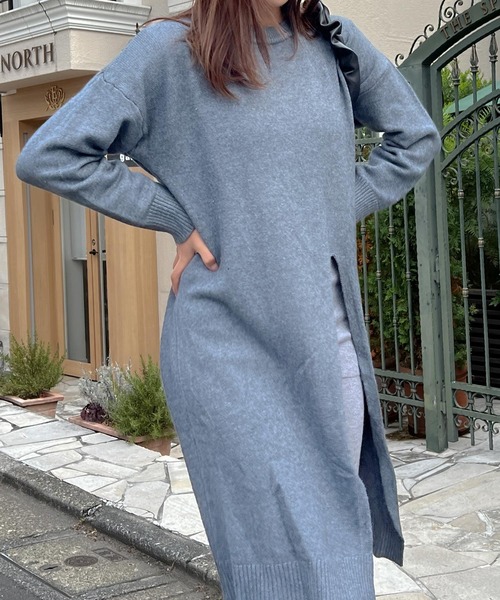 Lamoa(ラモア)の「Lamoa/スリット ロング ニットワンピース(ワンピース・レディース・ホワイト/ブラック/グレー・FREE)」の19枚目の写真