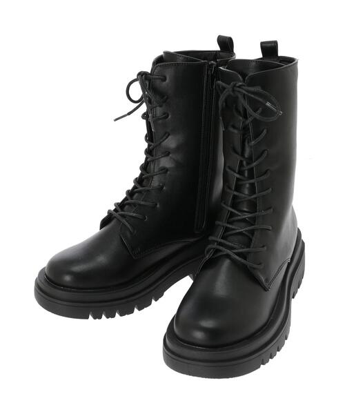 Lugnoncure（ルノンキュール）の「レースアップブーツ（ブーツ・レディース・ブラック/オフホワイト・MEDIUM/LARGE）」の2枚目の写真