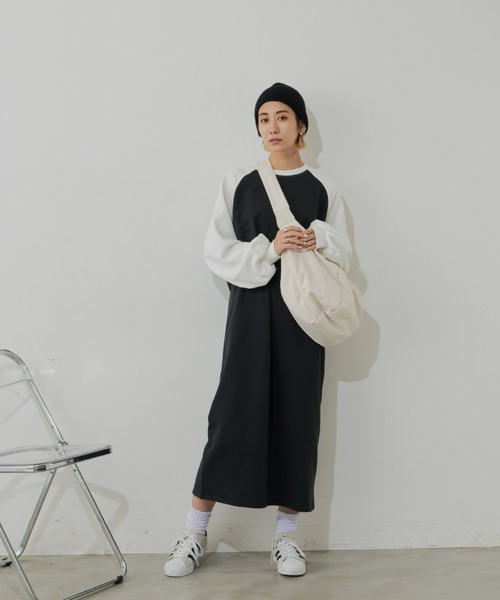 Auntie Rosa Holiday（アンティローザホリデー）の「TC裏毛ラグランワンピース（ワンピース・レディース・ネイビー/ナチュラル/チャコールグレー・FREE）」の5枚目の写真