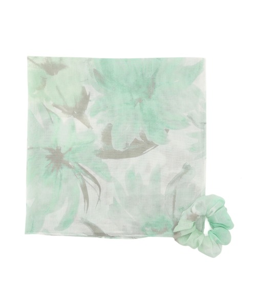 ROPE' PICNIC（ロペピクニック）の「シュシュ付きフラワーオーガニックコットンスカーフ（バンダナ/スカーフ・レディース・イエロー系その他/ダークラベンダー/グリーン系その他・FREE）」の2枚目の写真