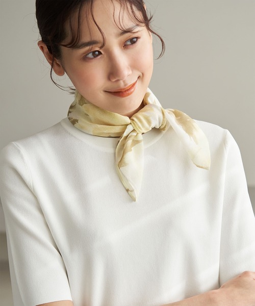 ROPE' PICNIC（ロペピクニック）の「シュシュ付きフラワーオーガニックコットンスカーフ（バンダナ/スカーフ・レディース・イエロー系その他/ダークラベンダー/グリーン系その他・FREE）」の16枚目の写真