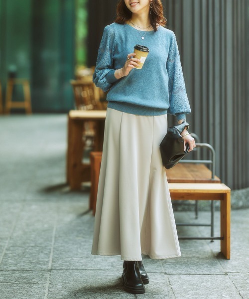 nissen(ニッセン)の「【ふんわりモチモチ素材】レース袖ニット(ニット/セーター・レディース・ブラック/モカ/オフホワイト/ブルー/ネイビー/ピンク/杢グレー・LL/L/S/M)」の11枚目の写真