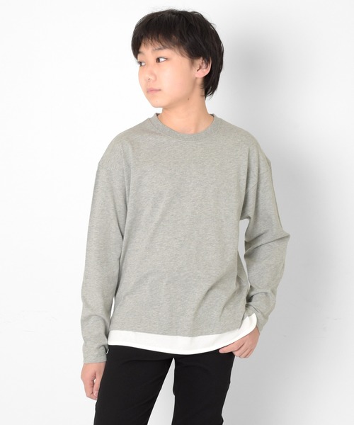 GLAZOS（グラソス）の「裾レイヤード長袖Tシャツ（Tシャツ/カットソー・キッズ・グリーン/グレー/ブルー/チャコールグレー・140cm/170cm/150cm/160cm）」の2枚目の写真