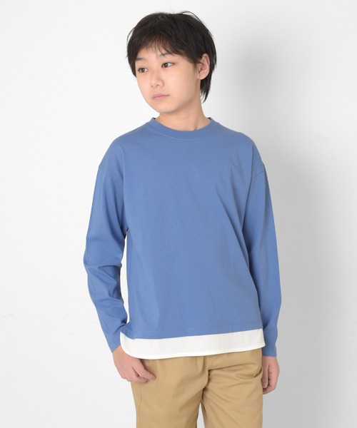 GLAZOS（グラソス）の「裾レイヤード長袖Tシャツ（Tシャツ/カットソー・キッズ・グリーン/グレー/ブルー/チャコールグレー・140cm/170cm/150cm/160cm）」の4枚目の写真