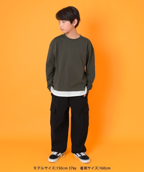 GLAZOS（グラソス）の「裾レイヤード長袖Tシャツ（Tシャツ/カットソー・キッズ・グリーン/グレー/ブルー/チャコールグレー・140cm/170cm/150cm/160cm）」の13枚目の写真