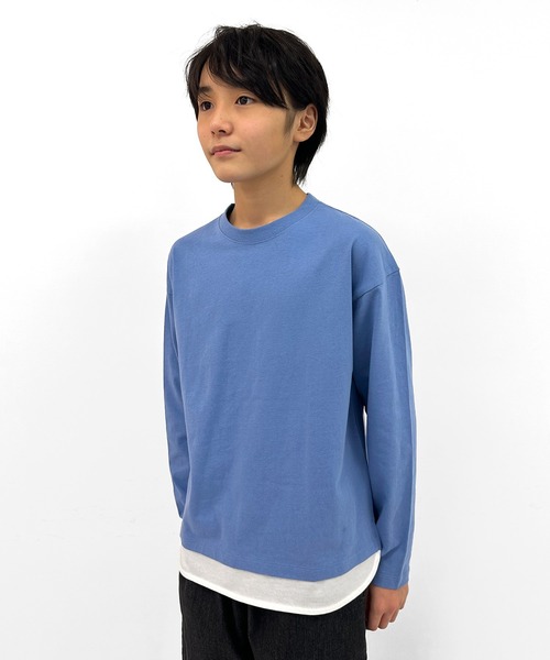 GLAZOS（グラソス）の「裾レイヤード長袖Tシャツ（Tシャツ/カットソー・キッズ・グリーン/グレー/ブルー/チャコールグレー・140cm/170cm/150cm/160cm）」の15枚目の写真