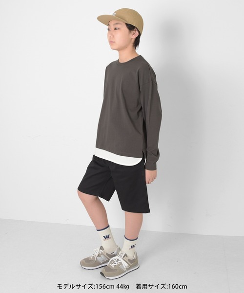 GLAZOS（グラソス）の「裾レイヤード長袖Tシャツ（Tシャツ/カットソー・キッズ・グリーン/グレー/ブルー/チャコールグレー・140cm/170cm/150cm/160cm）」の11枚目の写真