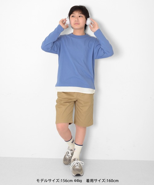 GLAZOS（グラソス）の「裾レイヤード長袖Tシャツ（Tシャツ/カットソー・キッズ・グリーン/グレー/ブルー/チャコールグレー・140cm/170cm/150cm/160cm）」の8枚目の写真