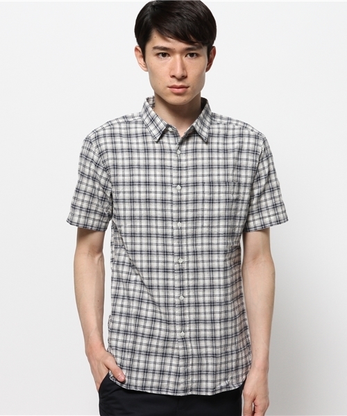 OUTLET（アウトレット）の「【BLOOM&BRANCH】半袖チェックシャツM（シャツ/ブラウス・メンズ・グレー/ネイビー・MEDIUM/LARGE）」の2枚目の写真