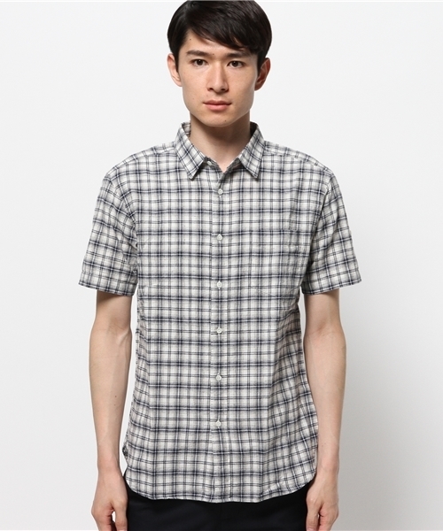 OUTLET（アウトレット）の「【BLOOM&BRANCH】半袖チェックシャツM（シャツ/ブラウス・メンズ・グレー/ネイビー・MEDIUM/LARGE）」の3枚目の写真