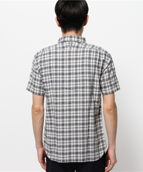 OUTLET（アウトレット）の「【BLOOM&BRANCH】半袖チェックシャツM（シャツ/ブラウス・メンズ・グレー/ネイビー・MEDIUM/LARGE）」の5枚目の写真