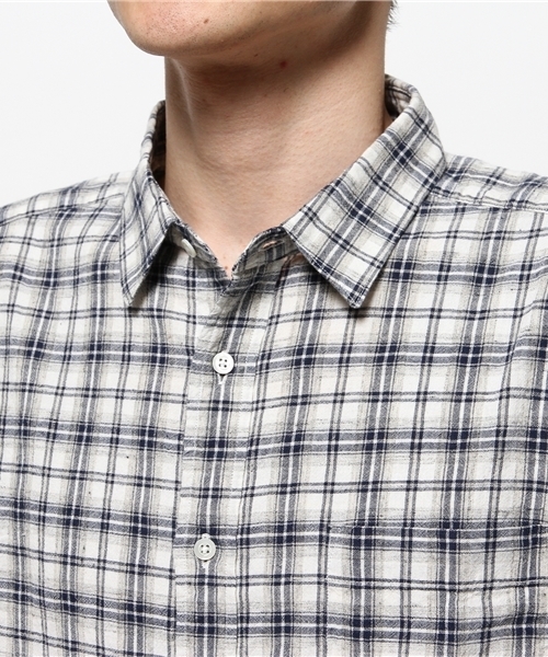 OUTLET（アウトレット）の「【BLOOM&BRANCH】半袖チェックシャツM（シャツ/ブラウス・メンズ・グレー/ネイビー・MEDIUM/LARGE）」の6枚目の写真