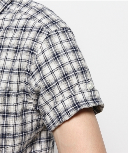 OUTLET（アウトレット）の「【BLOOM&BRANCH】半袖チェックシャツM（シャツ/ブラウス・メンズ・グレー/ネイビー・MEDIUM/LARGE）」の9枚目の写真