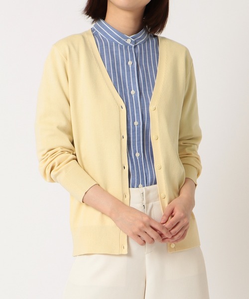 TOKYO SHIRTS(トウキョウシャツ)の「ベーシック Vネックニットカーディガン(カーディガン/ボレロ・レディース・トップグレー/ラベンダー/エメラルド/ライトイエロー/コバルトブルー/スモークピンク・M/L)」の5枚目の写真