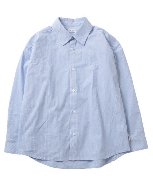 GLAZOS（グラソス）の「ストライプ・ロゴ刺繍シャツ（シャツ/ブラウス・キッズ・インディゴブルー/ブルー/グレー・150cm/140cm/170cm/160cm）」の4枚目の写真