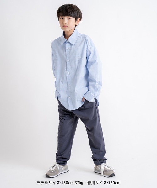 GLAZOS（グラソス）の「ストライプ・ロゴ刺繍シャツ（シャツ/ブラウス・キッズ・インディゴブルー/ブルー/グレー・150cm/140cm/170cm/160cm）」の7枚目の写真