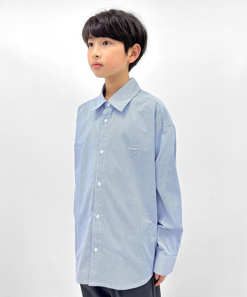 GLAZOS（グラソス）の「ストライプ・ロゴ刺繍シャツ（シャツ/ブラウス・キッズ・インディゴブルー/ブルー/グレー・150cm/140cm/170cm/160cm）」の14枚目の写真