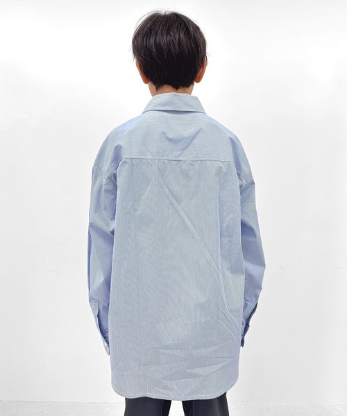 GLAZOS（グラソス）の「ストライプ・ロゴ刺繍シャツ（シャツ/ブラウス・キッズ・インディゴブルー/ブルー/グレー・150cm/140cm/170cm/160cm）」の16枚目の写真