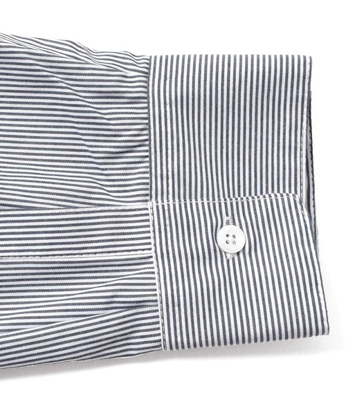 GLAZOS（グラソス）の「ストライプ・ロゴ刺繍シャツ（シャツ/ブラウス・キッズ・インディゴブルー/ブルー/グレー・150cm/140cm/170cm/160cm）」の5枚目の写真