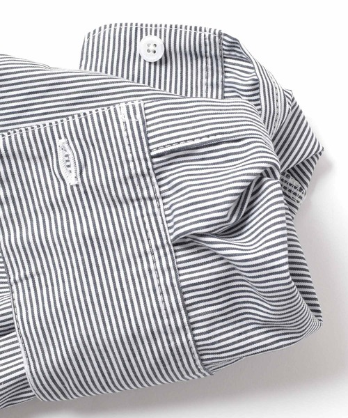 GLAZOS（グラソス）の「ストライプ・ロゴ刺繍シャツ（シャツ/ブラウス・キッズ・インディゴブルー/ブルー/グレー・150cm/140cm/170cm/160cm）」の8枚目の写真