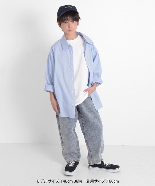 GLAZOS（グラソス）の「ストライプ・ロゴ刺繍シャツ（シャツ/ブラウス・キッズ・インディゴブルー/ブルー/グレー・150cm/140cm/170cm/160cm）」の22枚目の写真