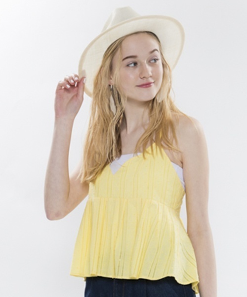 mystic(ミスティック)の「ペプラムキャミソール(シャツ/ブラウス・レディース・オフホワイト/ベージュ/ブラック/イエロー・フリ-)」の4枚目の写真