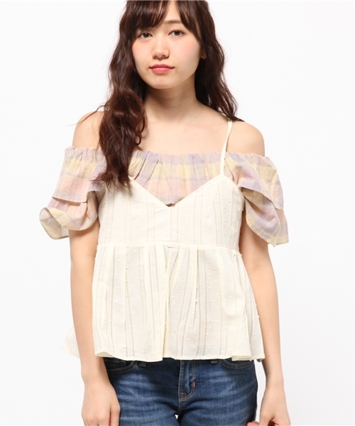 mystic(ミスティック)の「ペプラムキャミソール(シャツ/ブラウス・レディース・オフホワイト/ベージュ/ブラック/イエロー・フリ-)」の3枚目の写真