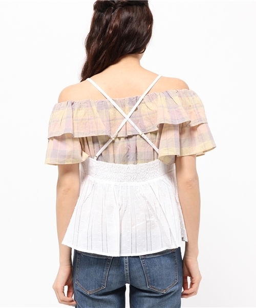 mystic(ミスティック)の「ペプラムキャミソール(シャツ/ブラウス・レディース・オフホワイト/ベージュ/ブラック/イエロー・フリ-)」の8枚目の写真