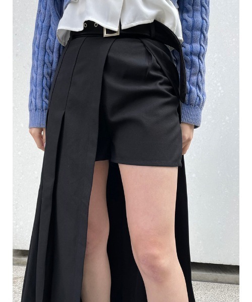 ENVYM（アンビー）の「タックプリーツラップＳＫ（スカート・レディース・ブラック/グレー・FREE）」の3枚目の写真