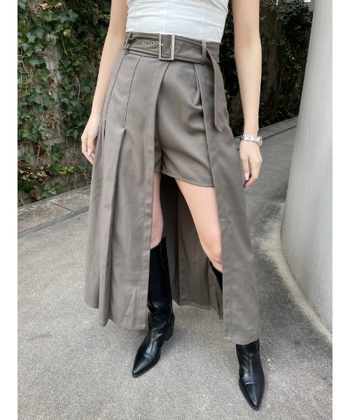 ENVYM（アンビー）の「タックプリーツラップＳＫ（スカート・レディース・ブラック/グレー・FREE）」の9枚目の写真