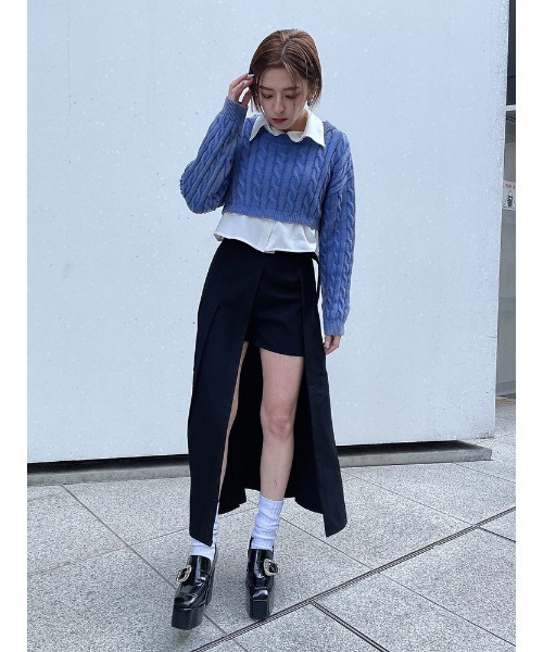 ENVYM（アンビー）の「タックプリーツラップＳＫ（スカート・レディース・ブラック/グレー・FREE）」の20枚目の写真