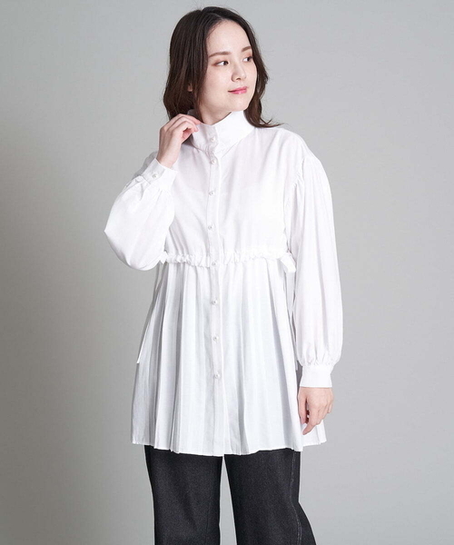 A de a.v.v（アードアー・ヴェ・ヴェ）の「裾プリーツボリュームスリーブブラウス（シャツ/ブラウス・レディース・ライトパープル/ブラック/ホワイト・38/36/MEDIUM/SMALL）」の2枚目の写真