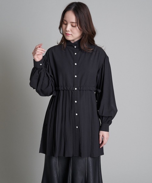 A de a.v.v（アードアー・ヴェ・ヴェ）の「裾プリーツボリュームスリーブブラウス（シャツ/ブラウス・レディース・ライトパープル/ブラック/ホワイト・38/36/MEDIUM/SMALL）」の3枚目の写真