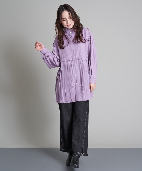 A de a.v.v（アードアー・ヴェ・ヴェ）の「裾プリーツボリュームスリーブブラウス（シャツ/ブラウス・レディース・ライトパープル/ブラック/ホワイト・38/36/MEDIUM/SMALL）」の7枚目の写真