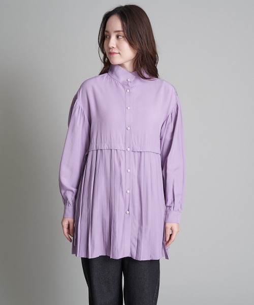 A de a.v.v（アードアー・ヴェ・ヴェ）の「裾プリーツボリュームスリーブブラウス（シャツ/ブラウス・レディース・ライトパープル/ブラック/ホワイト・38/36/MEDIUM/SMALL）」の11枚目の写真