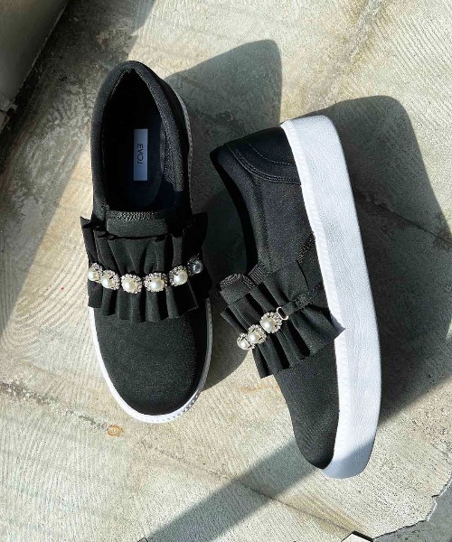 EVOL（イーボル）の「軽量パールフリルスニーカー（スニーカー・レディース・ブラック・S/M/L/LL）」の6枚目の写真