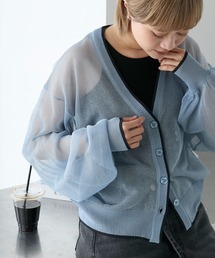 forksy.（フォルクシー）の「【forksy.】シアー配色ラインボリュームスリーブカーディガン（カーディガン/ボレロ）」