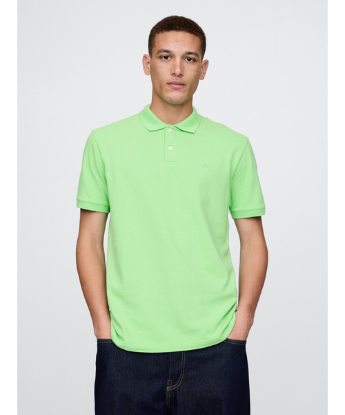 GAP（ギャップ）の「GAPロゴ ポロシャツ(ユニセックス)（ポロシャツ・メンズ・ピンク/グリーン/ホワイト/ベージュ/ネイビー/オレンジ/ブルー/ブラック系その他/ラベンダー/その他/ピンク系その他/グレー/グリーン系その他/ライトインディゴブルー/レッド/ブルー系その他/レッド系その他/ライトグリーン/イエロー/ワイン・M/L/XL/S/XS）」の21枚目の写真