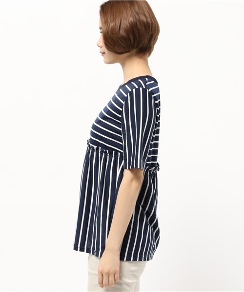 OUTLET（アウトレット）の「【Ciaopanic】ボーダー切替Tシャツ（Tシャツ/カットソー・レディース・ブルー/ネイビー/オレンジ・FREE）」の5枚目の写真