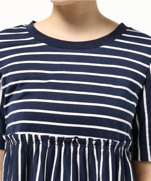 OUTLET（アウトレット）の「【Ciaopanic】ボーダー切替Tシャツ（Tシャツ/カットソー・レディース・ブルー/ネイビー/オレンジ・FREE）」の7枚目の写真