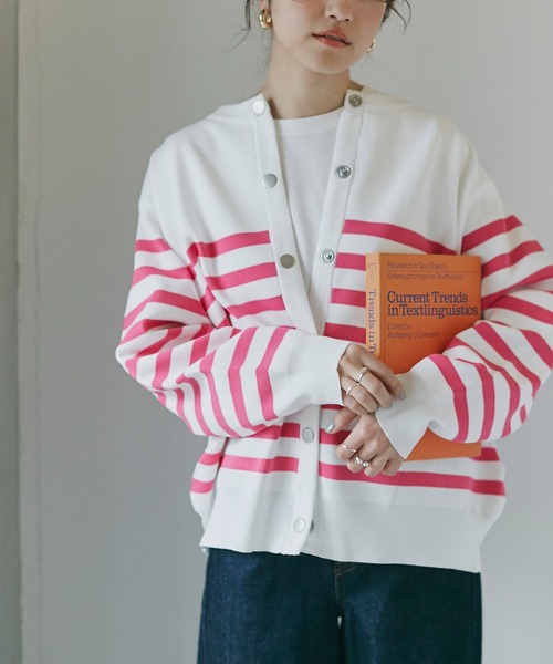 NANO universe（ナノユニバース）の「LB.04/ライトスポンディッシュメタルスナップカーディガン（カーディガン/ボレロ・レディース・ホワイト/ベージュ/グリーン/その他1/その他2・FREE）」の5枚目の写真