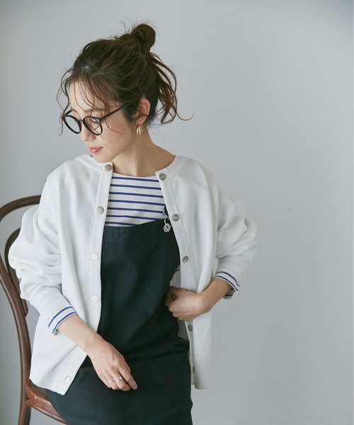 NANO universe（ナノユニバース）の「LB.04/ライトスポンディッシュメタルスナップカーディガン（カーディガン/ボレロ・レディース・ホワイト/ベージュ/グリーン/その他1/その他2・FREE）」の2枚目の写真